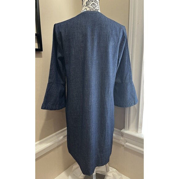 Draper James Denim Blue Chambray Ruffle Shift Dress Sz 8 Western Preppy Church - Picture 8 of 16